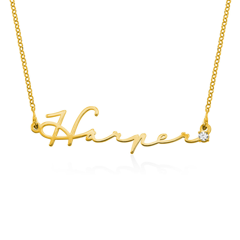 Signature Style Name Necklace in Gold Plating with Diamond
