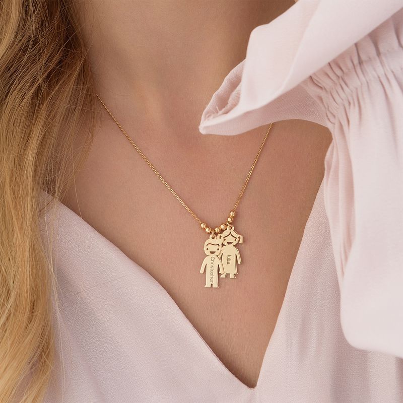 Vermeil Mother's Necklace with Children Charms - 5 product photo