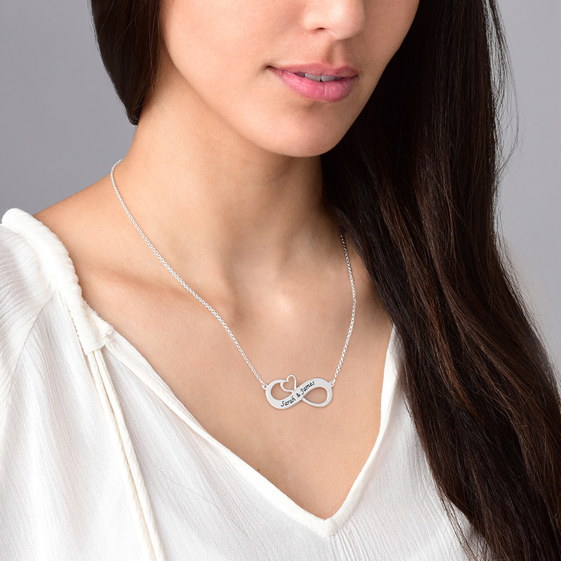 Engraved Infinity Necklace with Cut Out Heart - 1