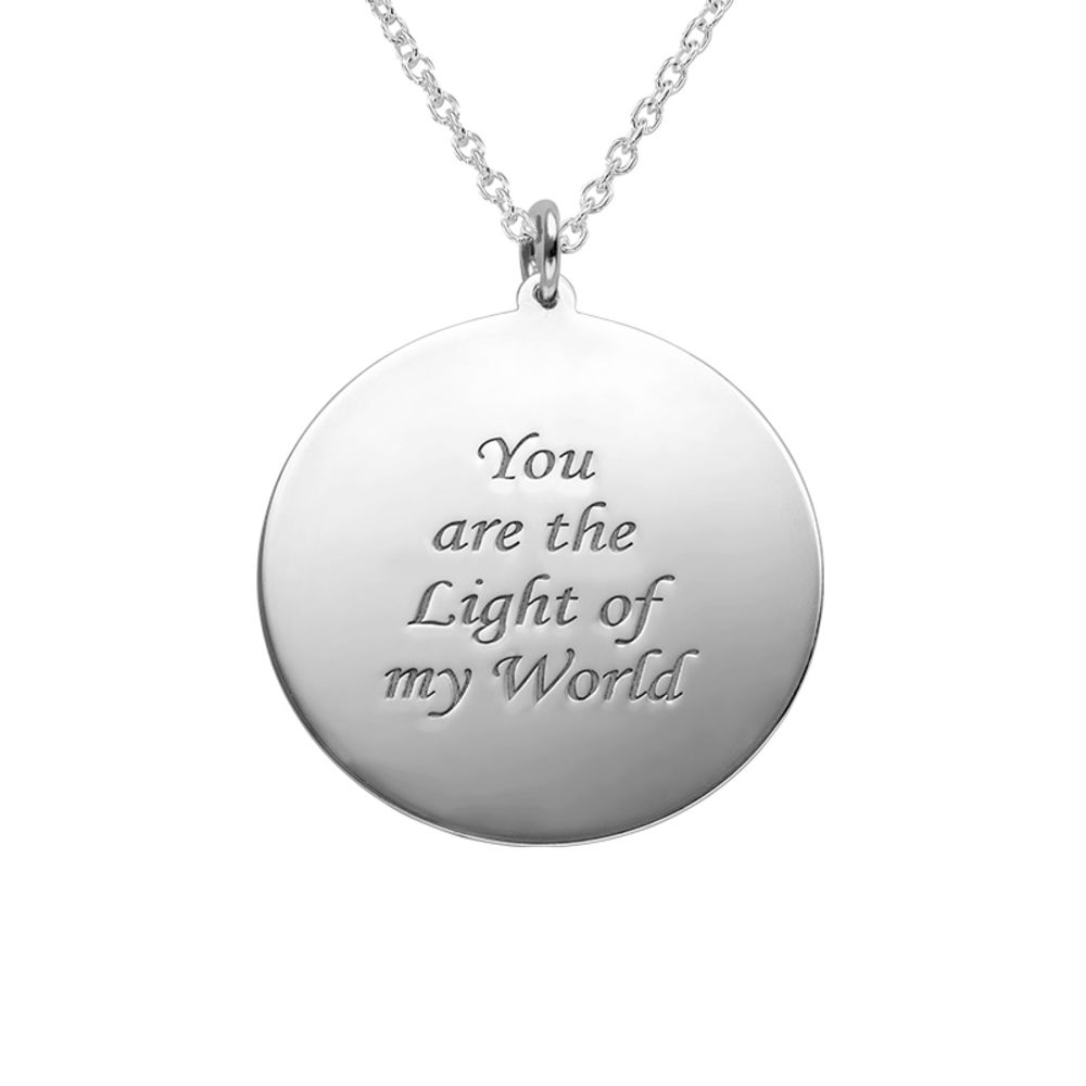 Round Pendant with Photo necklace in Sterling Silver - 1