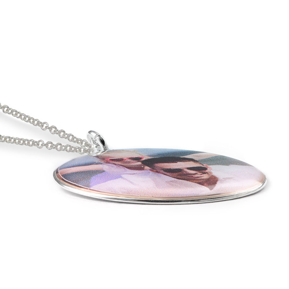 Round Pendant with Photo necklace in Sterling Silver - 3