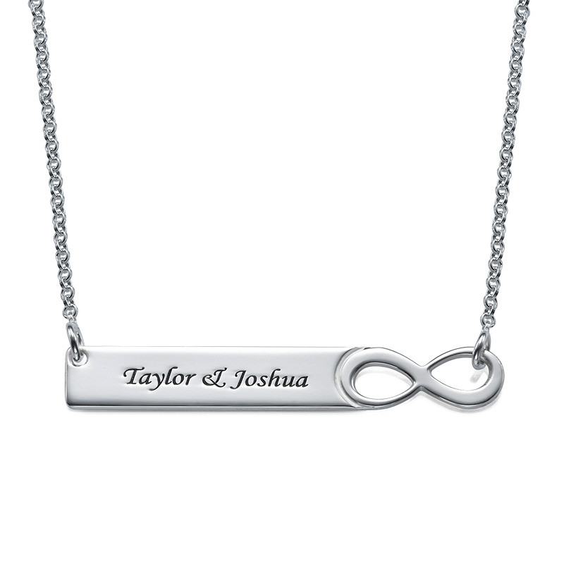 Infinity Bar Necklace with Engraving - Sterling Silver