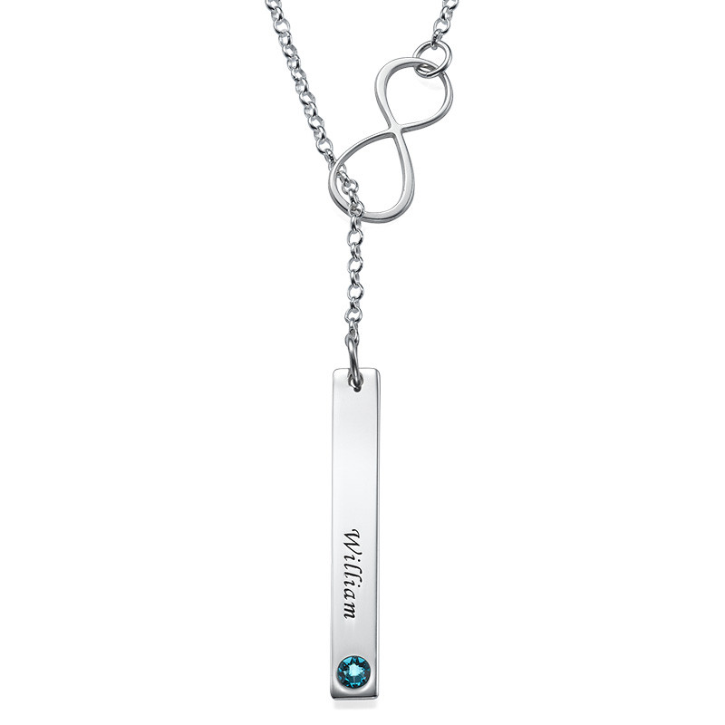 Vertical Bar Necklace with Infinity Charm