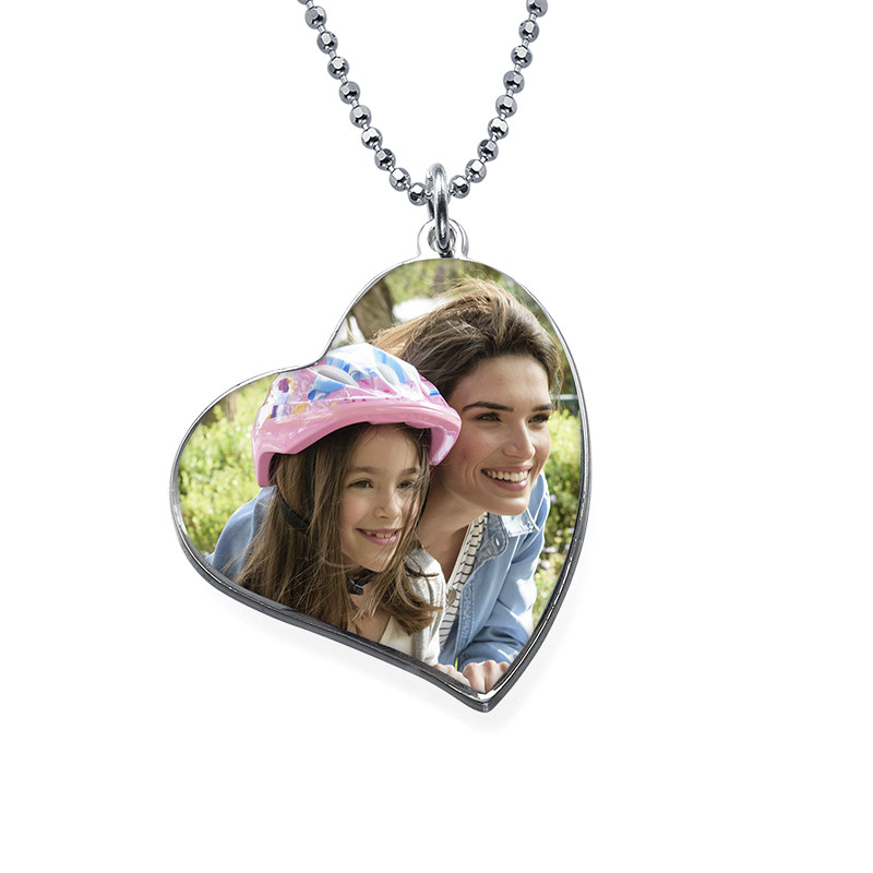 Tilted Heart Photo pendant in Silver