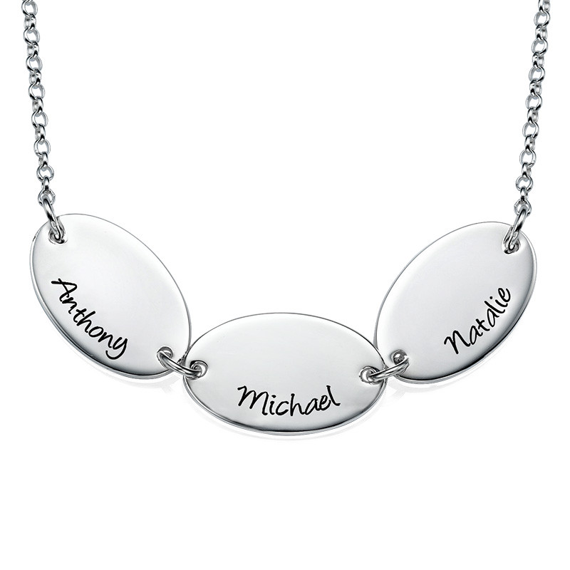 Mother Necklace with Kids Names - Oval Shaped