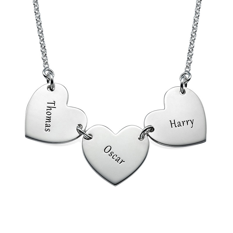 Mother Necklace with Kids Names - Heart Shaped