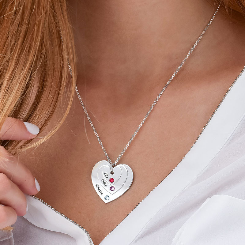 Birthstone Heart Necklace for Moms - 3
