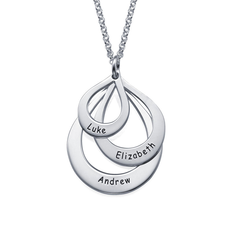 Engraved Family Necklace  Drop Shaped - 1