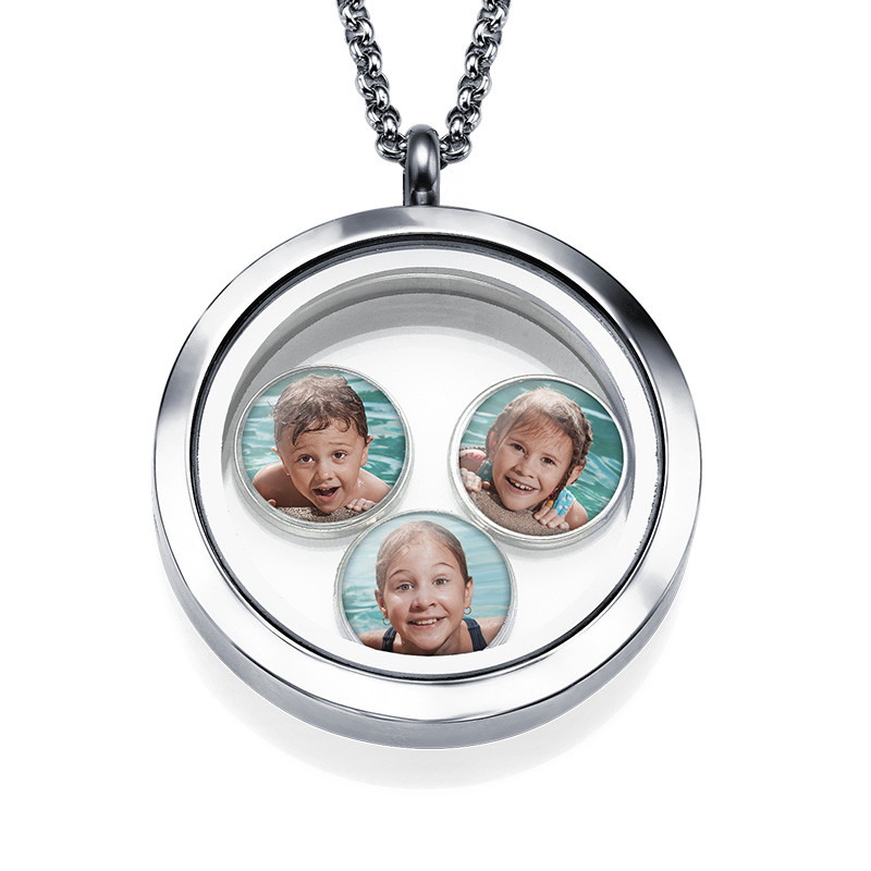 Floating Locket with Photo Charms