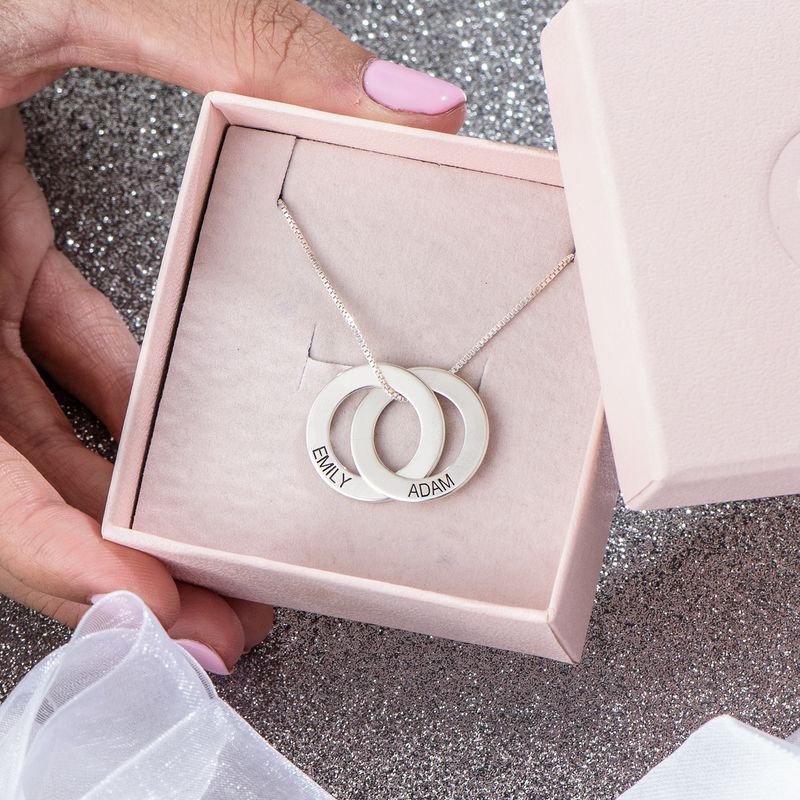 Sterling Silver Russian Ring Necklace with 2 Rings - 5 product photo