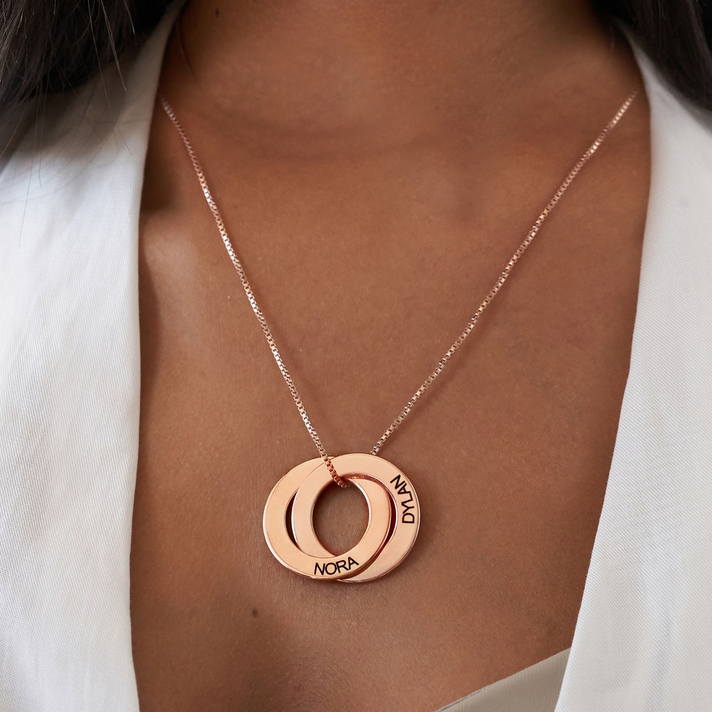 Russian Ring Necklace with 2 Rings - Rose Gold Plated - 3 product photo