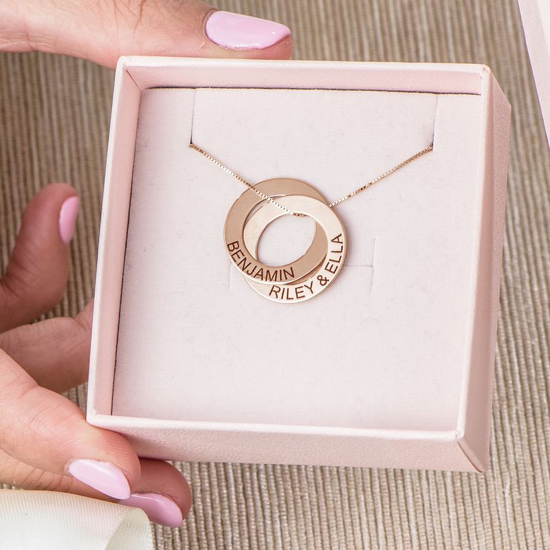 Russian Ring Necklace with 2 Rings - Rose Gold Plated - 6 product photo