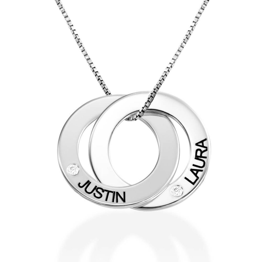 Diamond Russian Ring Necklace with 2 Rings in Sterling Silver