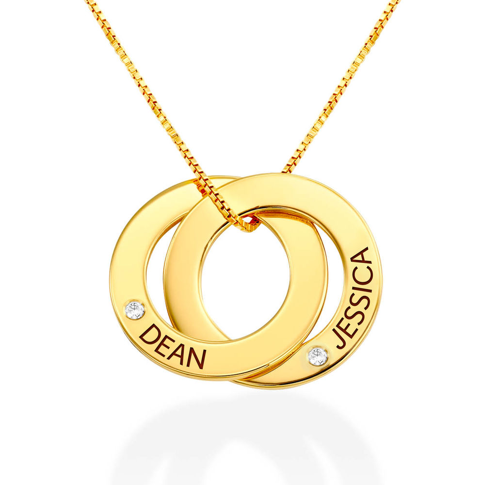 Diamond Russian Ring Necklace with 2 Rings in Gold Plating