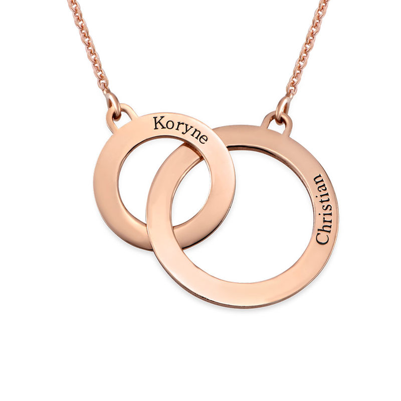 Engraved Eternity Circles Necklace in Rose Gold Plating