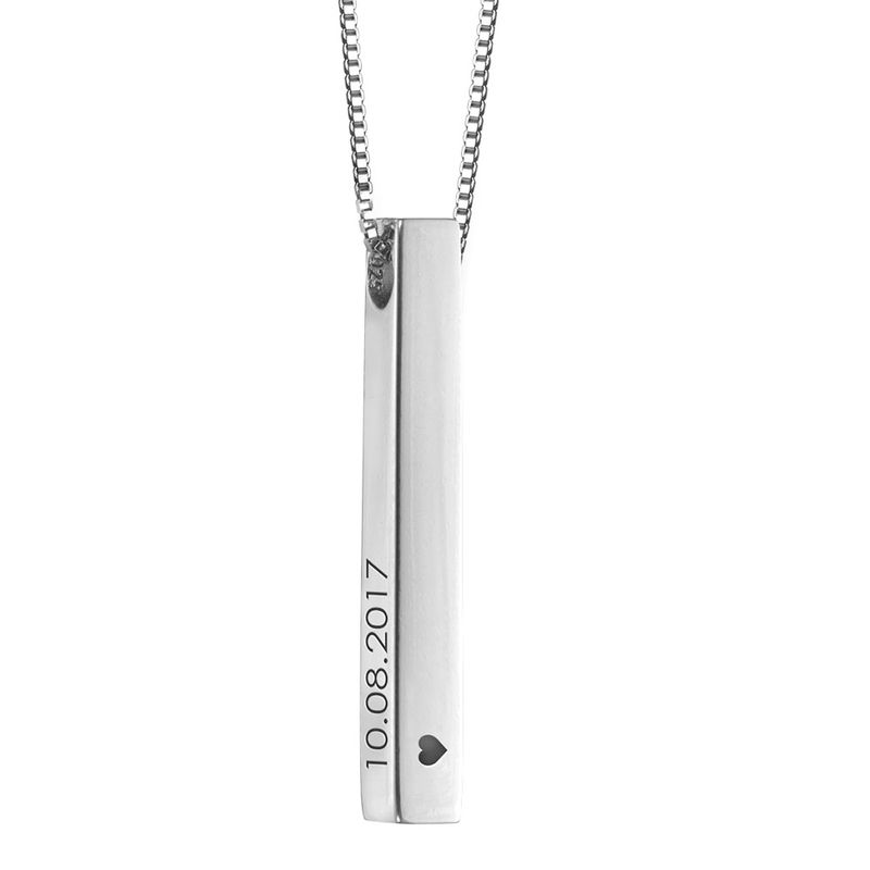 Personalized Vertical 3D Bar Necklace in Sterling Silver - 2 product photo