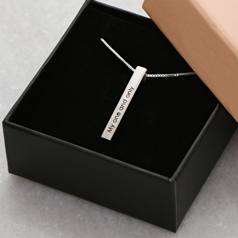 Personalized Vertical 3D Bar Necklace in Sterling Silver - 6 product photo