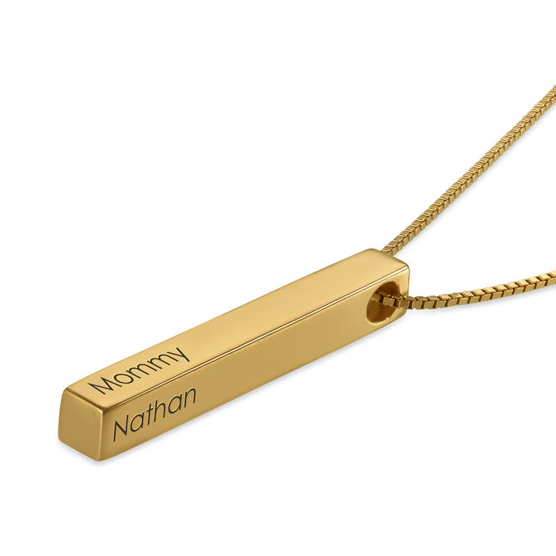 Personalized Vertical 3D Bar Necklace in 18k Gold Plating - 1 product photo