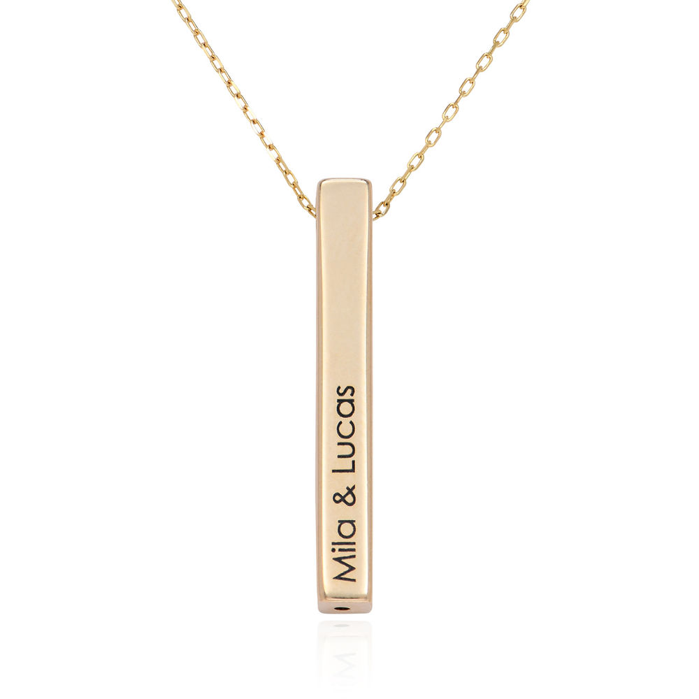 Personalized Vertical 3D Bar Necklace in 10K Gold