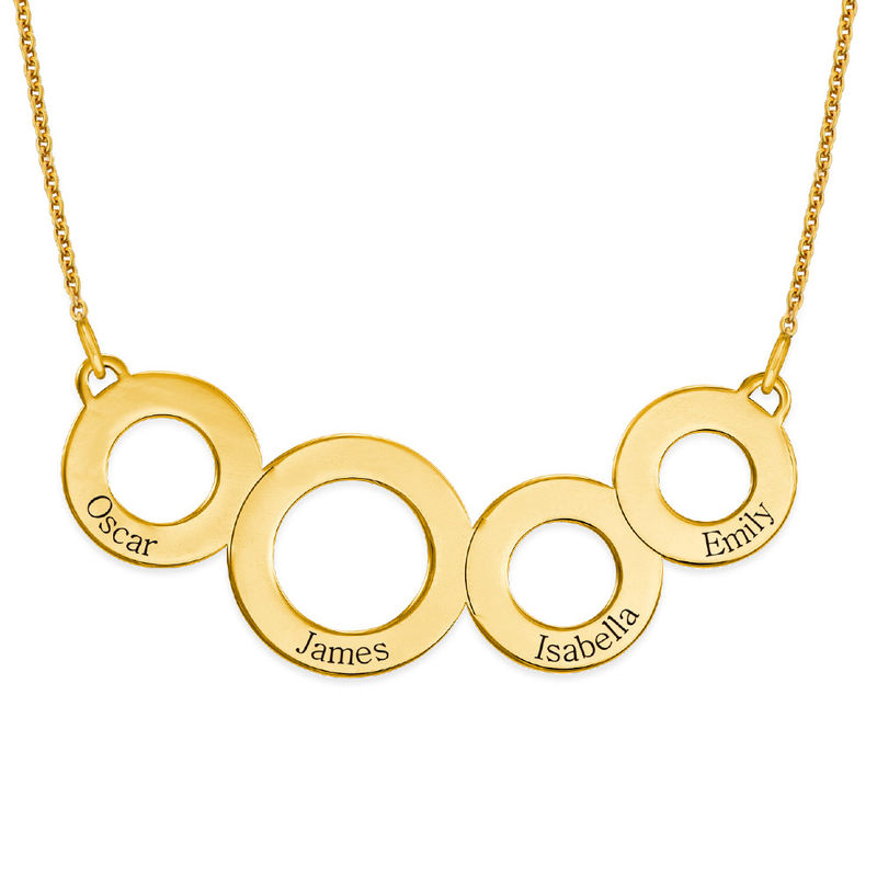 Engraved Circles Necklace with Gold Plating