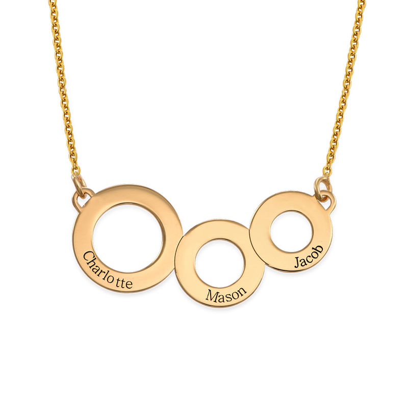 Engraved Circles Necklace with Gold Plating - 1
