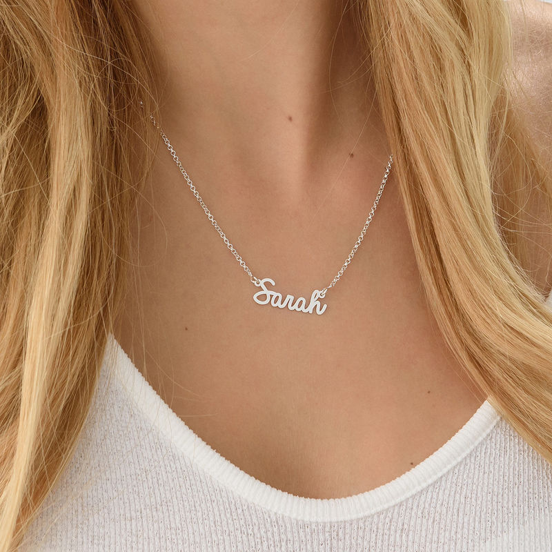 Tiny Personalized Cursive Name Necklace in Silver - 2