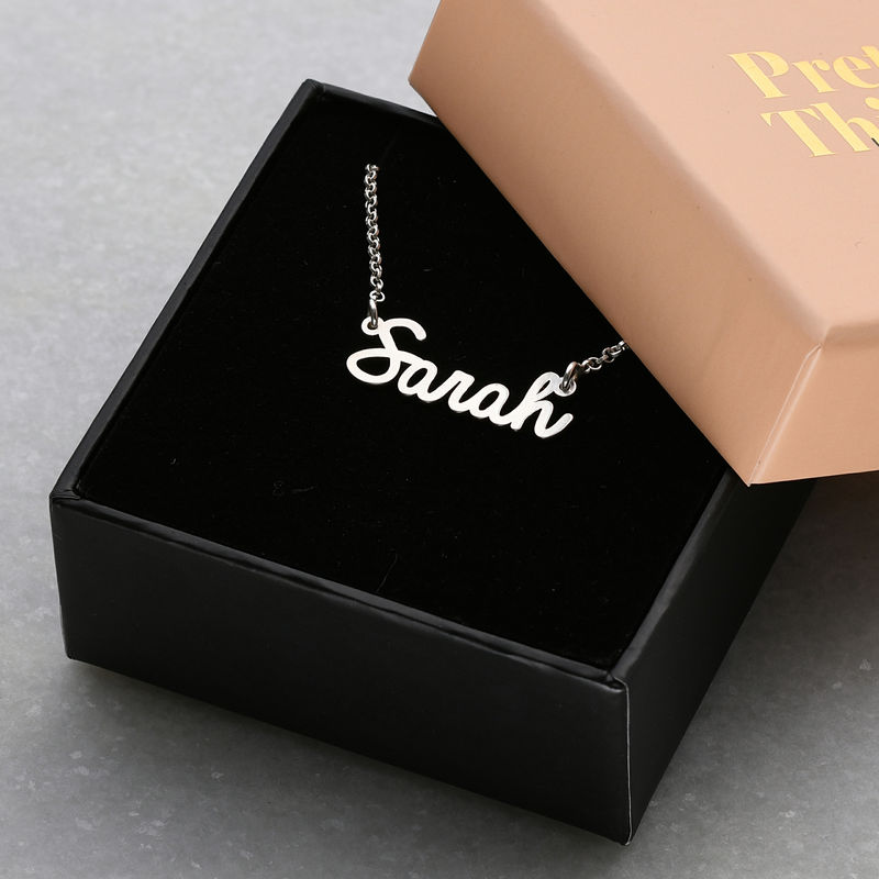 Tiny Personalized Cursive Name Necklace in Silver - 3
