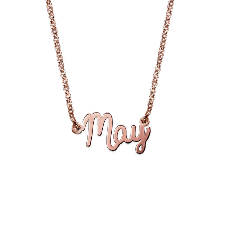 Tiny Cursive Name Necklace in Rose Gold Plating