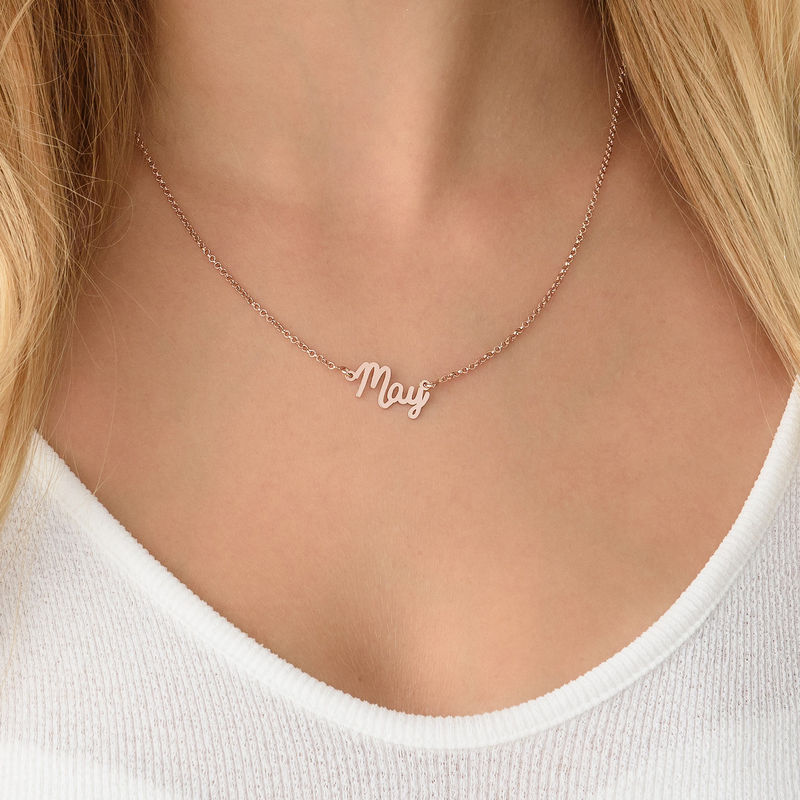 Tiny Cursive Name Necklace in Rose Gold Plating - 2