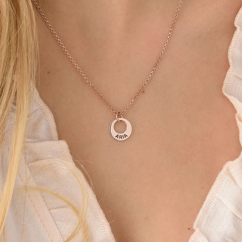 Tiny Rose Gold Plated Mini Disc Necklace - 2