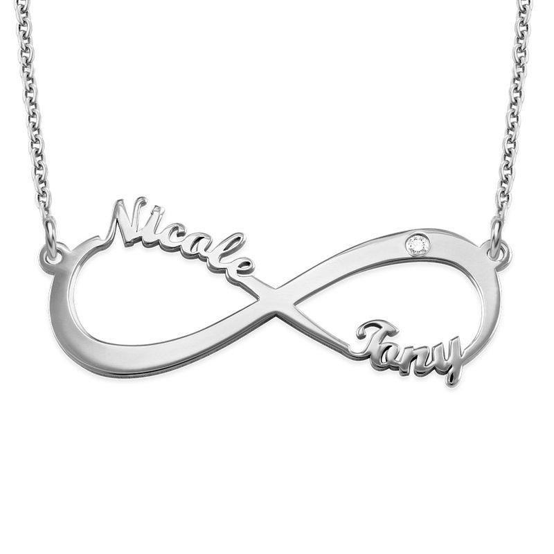 Infinity Name Sterling Silver Diamond Necklace