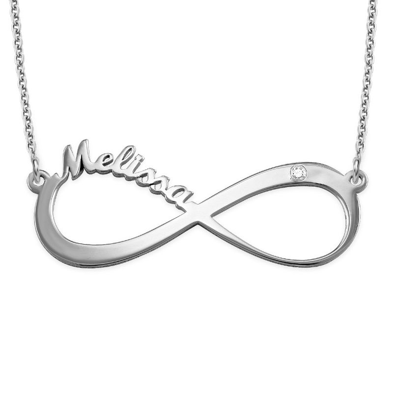 Infinity Name Sterling Silver Diamond Necklace - 1