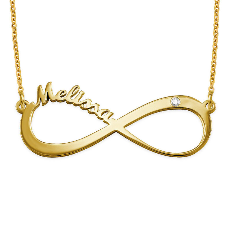 Infinity Name Necklace Gold Plated with Diamond - 1 product photo