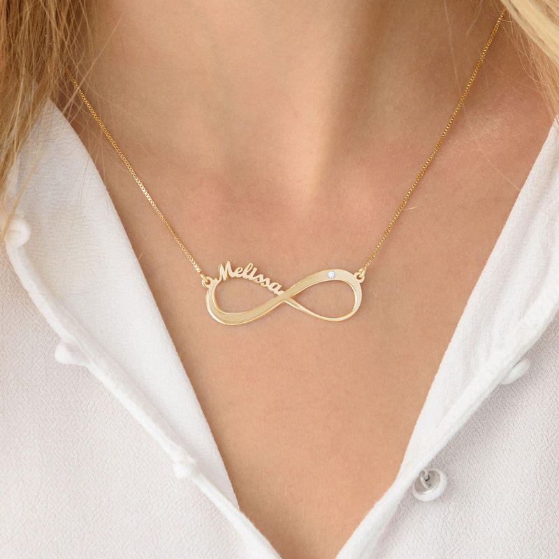 Infinity Name Necklace Gold Plated with Diamond - 3 product photo