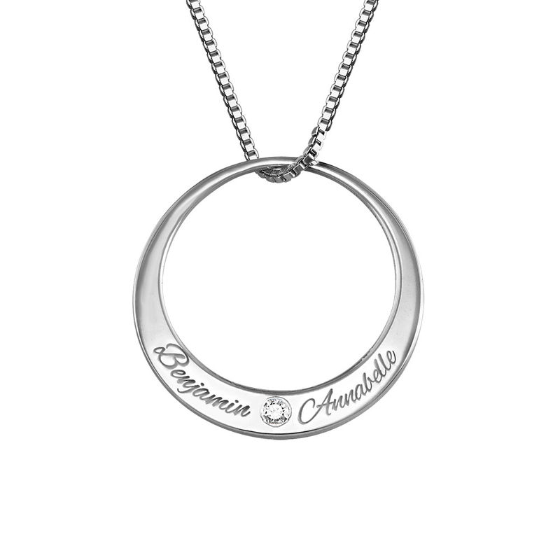 Circle Sterling Silver Diamond Necklace