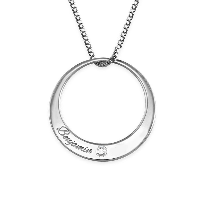 Circle Sterling Silver Diamond Necklace - 1