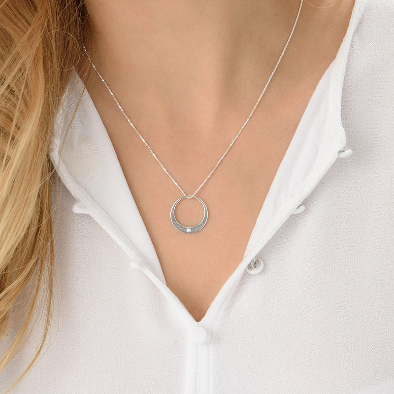 Circle Sterling Silver Diamond Necklace - 3