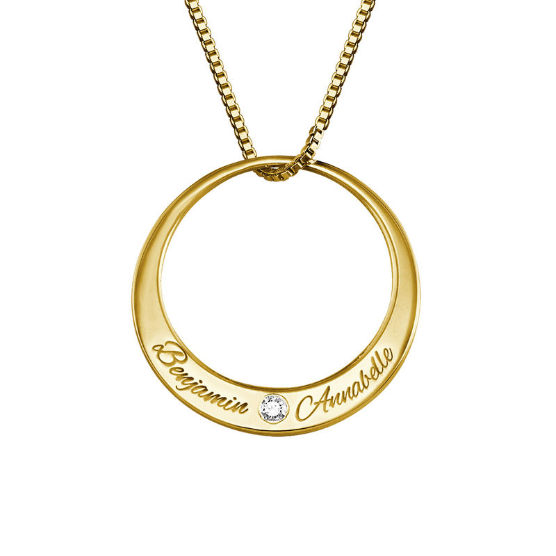 Circle Gold Plated Necklace with Diamond