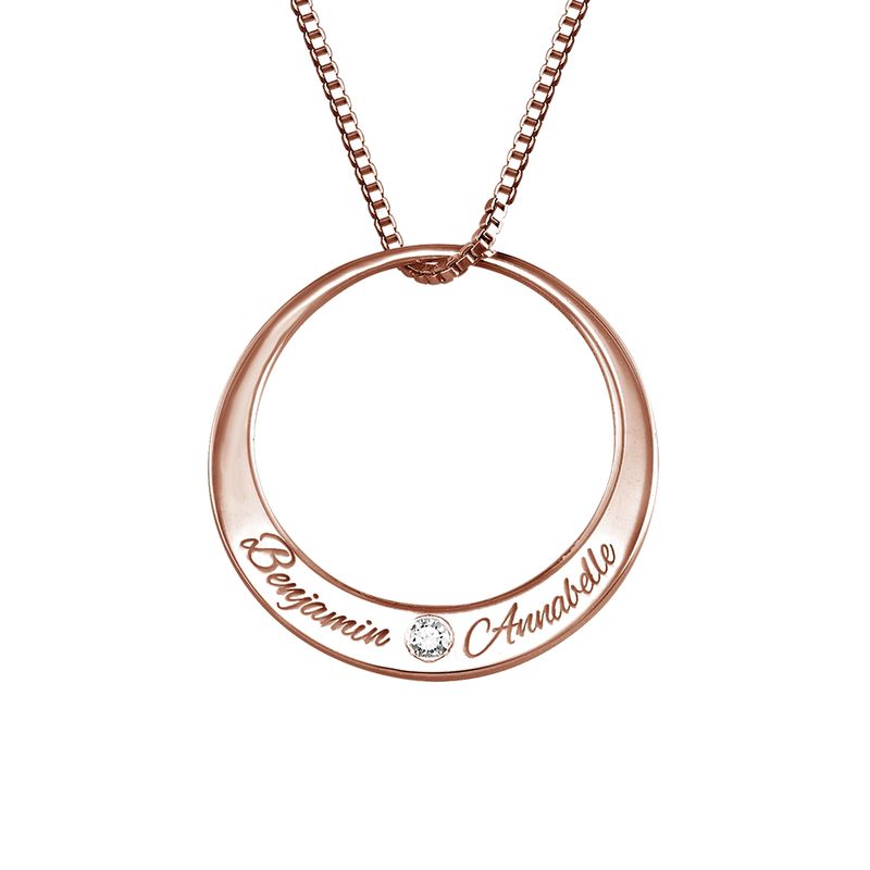 Circle Rose Gold Plated Necklace with Diamond