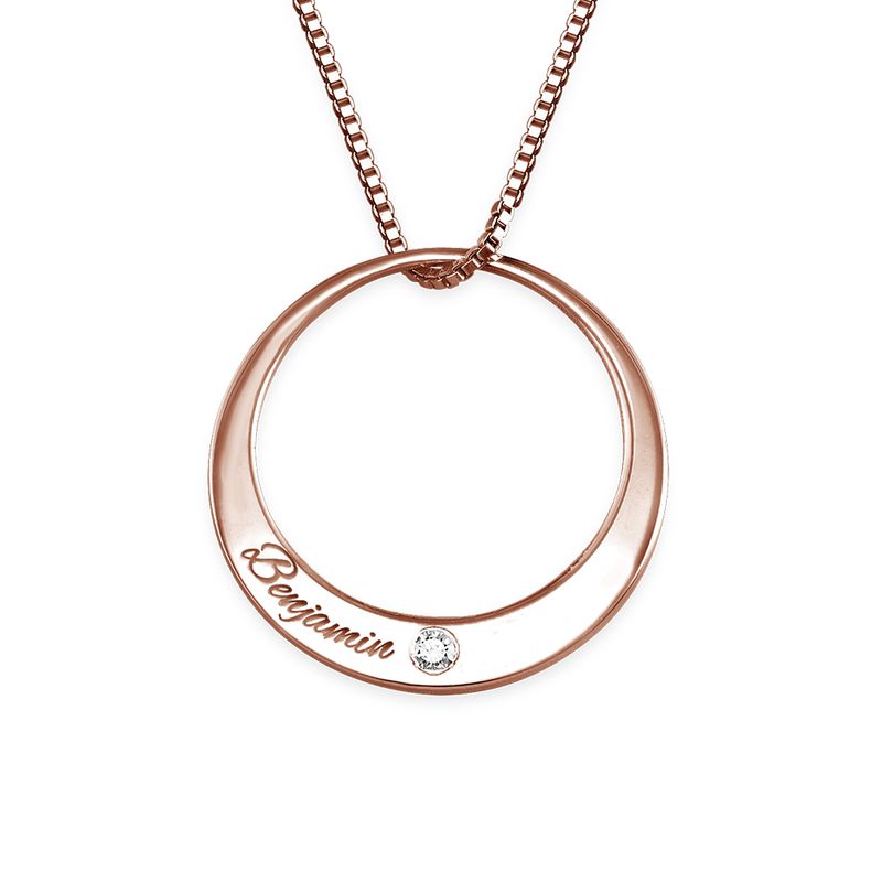 Circle Rose Gold Plated Necklace with Diamond - 1