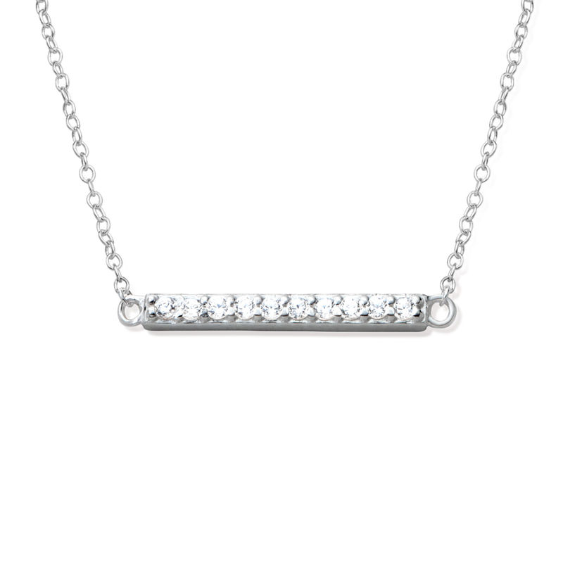 Horizontal Cubic Zirconia Bar Necklace in Sterling Silver