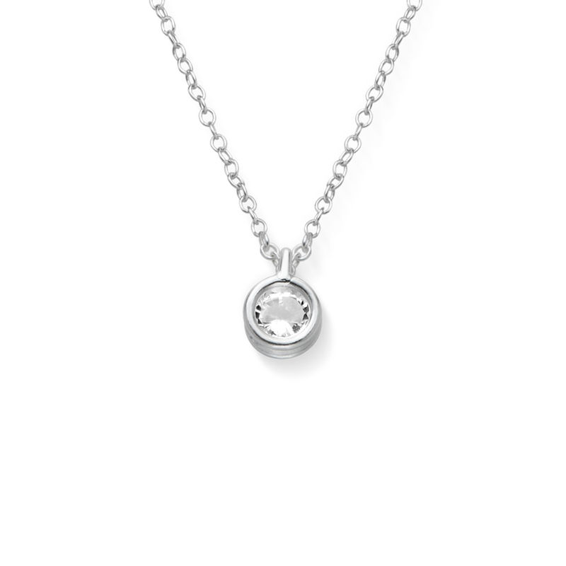 Cubic Zirconia Solitaire Necklace in Sterling Silver