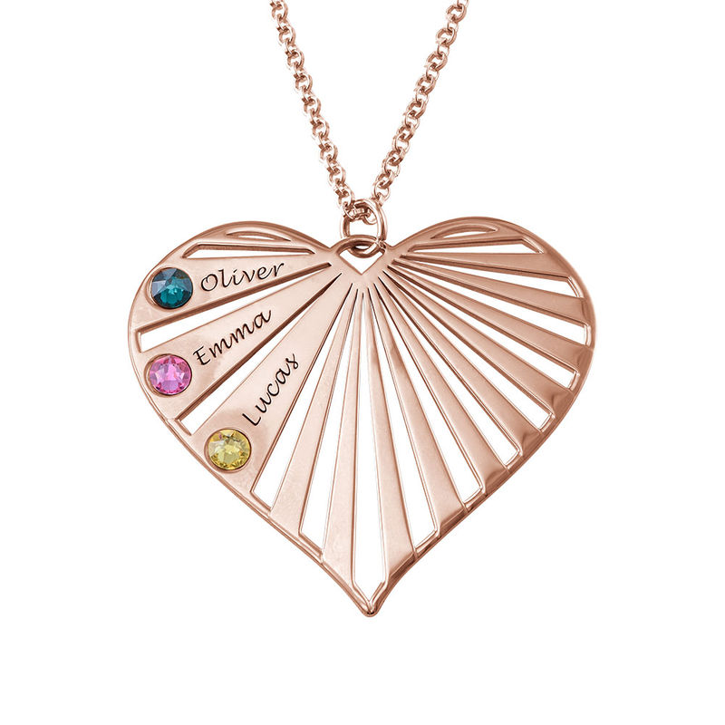 Family Necklace with birthstones in Rose Gold Plating product photo