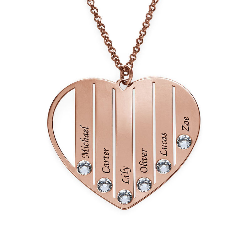 Mom Birthstone Necklace in Rose Gold Plating - 2