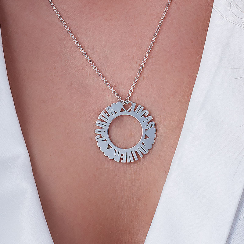 Circle Name Necklace in Silver Sterling - 2