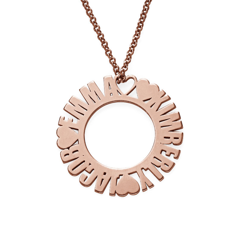 Circle Name Necklace in Rose Gold Plating