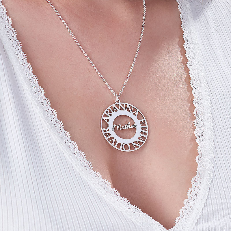 Mom Circle Necklace in Silver Sterling - 3
