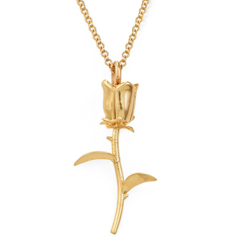 Rose Necklace with Initial charms in Gold Plating - 1