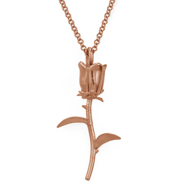 Rose Necklace with Initial charms in Rose Gold Plating - 1