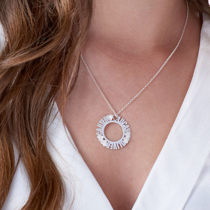 Circle Name Necklace in Silver Sterling with Diamond Effect - 2